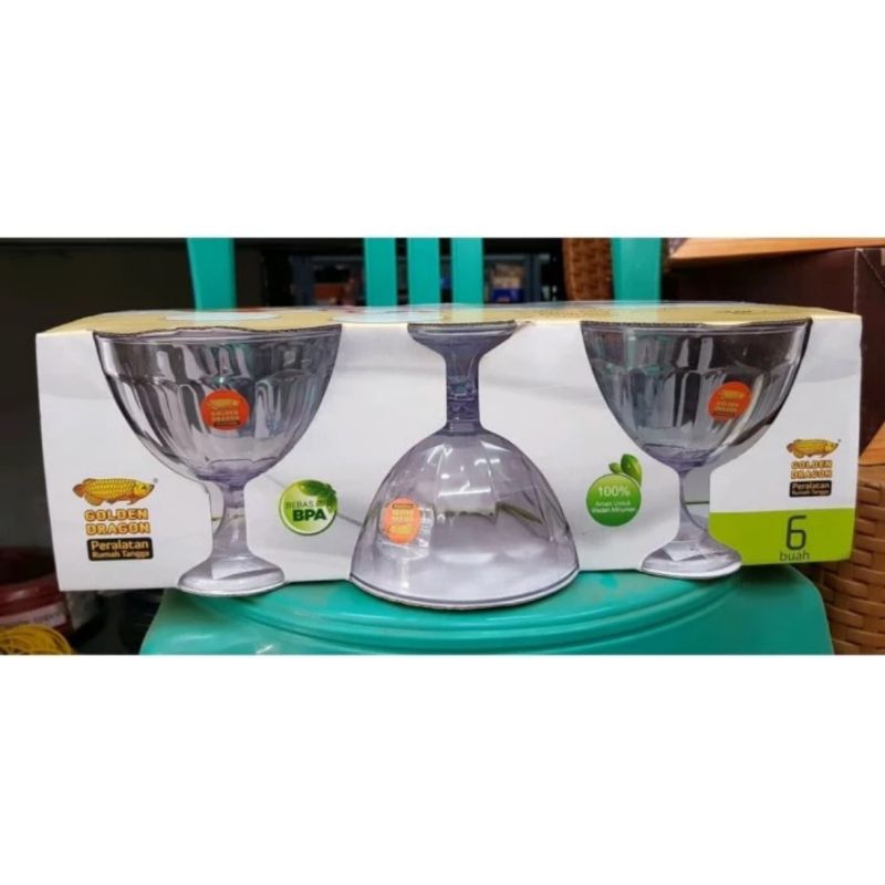 Gelas es buah akrilik SNI 380 ml merk Dragonware ( per 6 pc/12 pc)