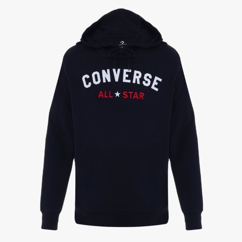 Clearance Sale CONVERSE HOODIE STANDARD FIT CENTER FRONT ALL STAR LOGO BLACK