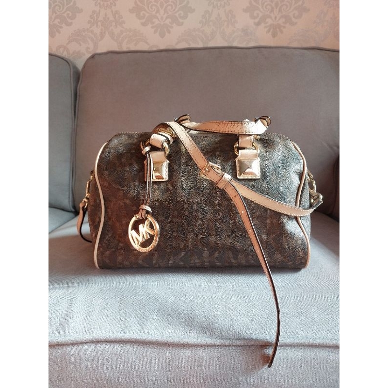 tas Michael Kors Grayson Brown Signature medium preloved ori authentic