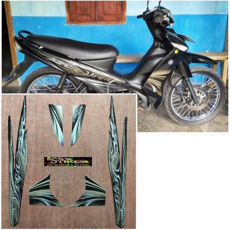 Striping original Yamaha Vega ZR hitam gold tahun 2011 2012