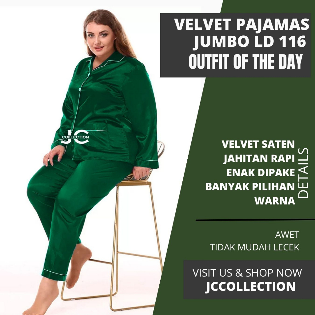 Piyama Wanita Jumbo Satin Pajamas Big Size PP - JCCollections