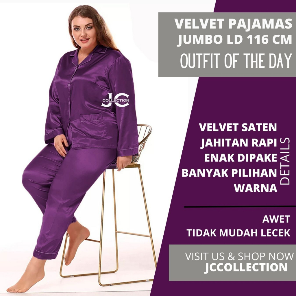 Piyama Wanita Jumbo Satin Pajamas Big Size PP - JCCollections