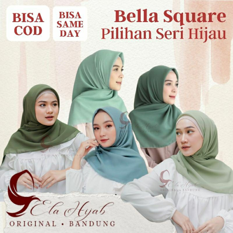 [ COD ] Bella Square SPECIAL SAGE SEAWOOD HIJAU PUPUS WARDAH EMERALD ARMY Hijab Segiempat ( BISA GOS