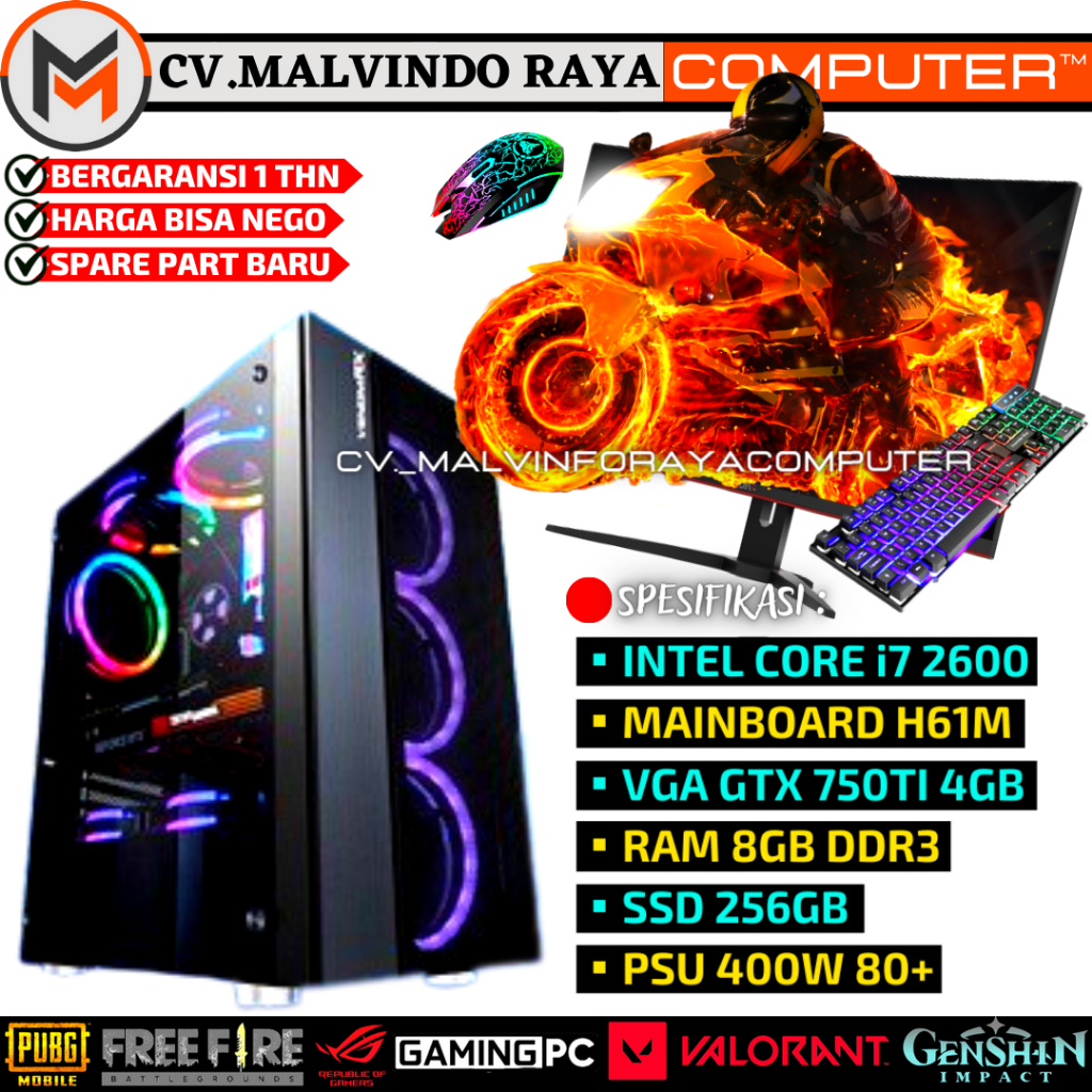 PC GAMING FUL SET CORE i7 RAM 8GB VGA 4GB SSD 256GB SIAP PAKAI DESAIN EDITING