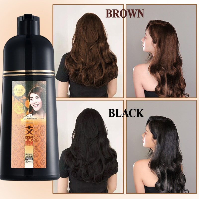 Mokeru Hair Color Shampoo / Cat Rambut Permanen / Sampo Pewarna Rambut Semir Herbal / Shampoo Warna / Dye Hair Shampo  500ml