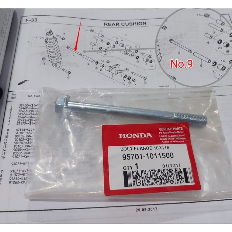 Baut Unitrack Honda CRF 150 L Original Honda