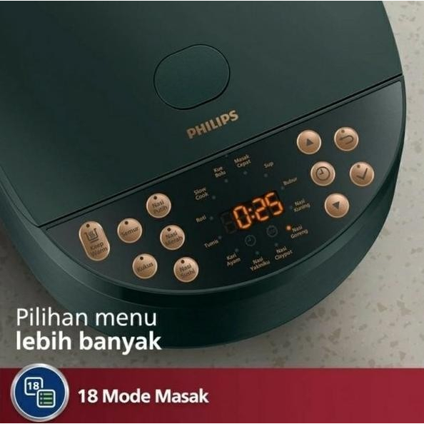 Magic Com Rice Cooker Philips Digital HD-4515 / 91 1,8 Liter 18 Mode Masak Panci Anti Gores Penanak Nasi