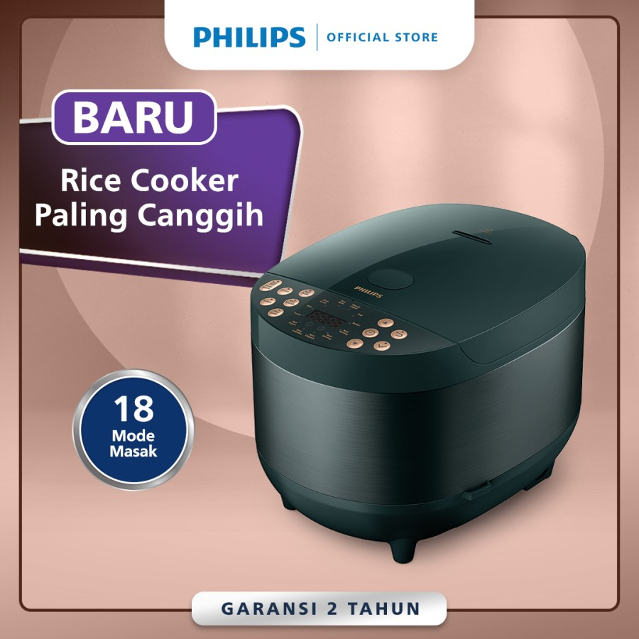 Magic Com Rice Cooker Philips Digital HD-4515 / 91 1,8 Liter 18 Mode Masak Panci Anti Gores Penanak Nasi