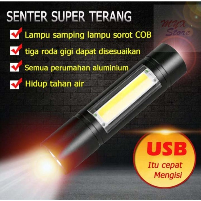 Senter Mini XPE COB LED Zoom Super Terang / Lampu Pencahayaan Mini