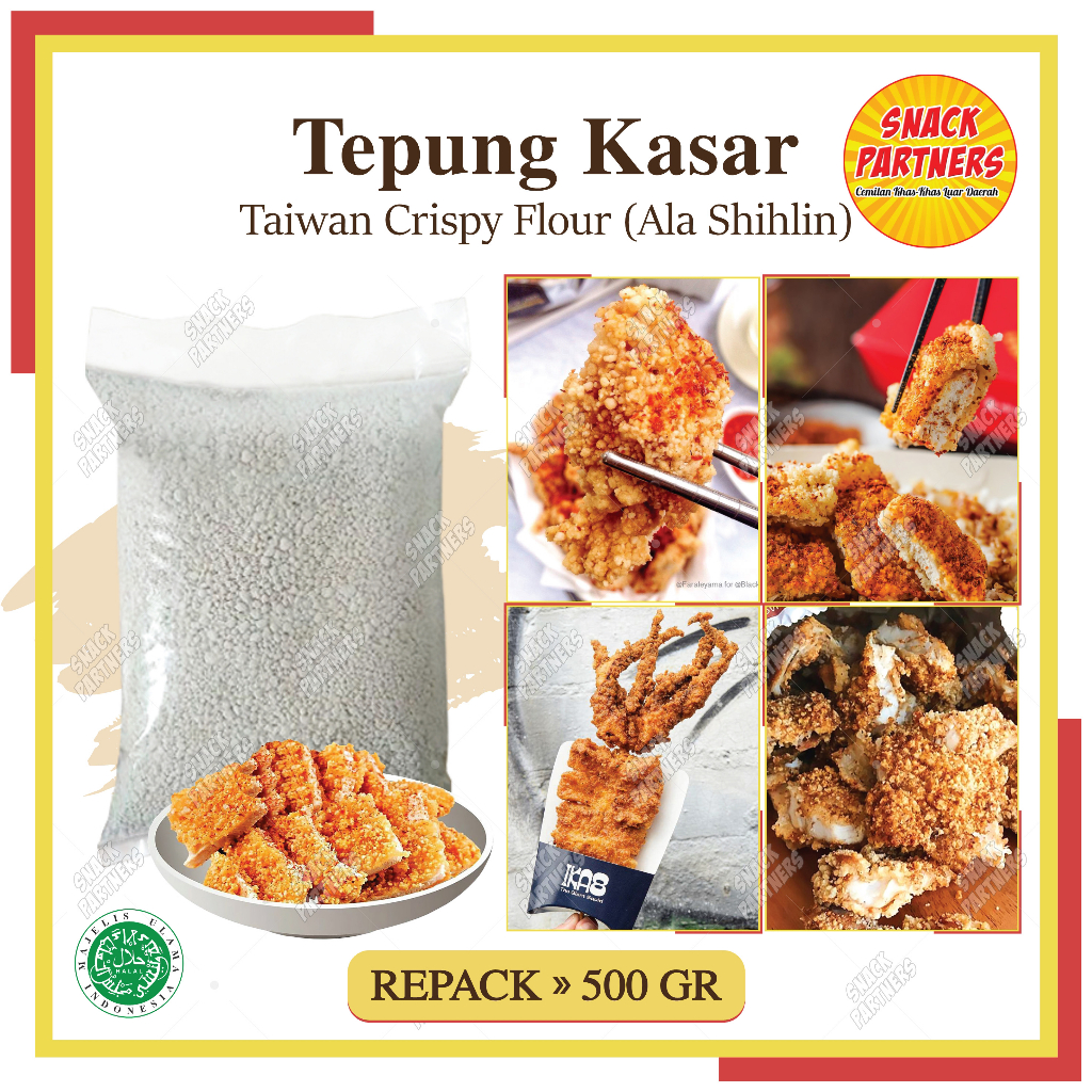 

TEPUNG SHIHLIN / TAPIOKA KASAR + 500 GR - XXL Taiwan Chicken Crispy Flour Ala - Khas Street Food Goreng Krispi Flour Premium - Ayam Pok Pok Ikan Dori Karage Nuget/Naget/Nugget Shilin Pop Corn Tahu Cumi Jamur Daging