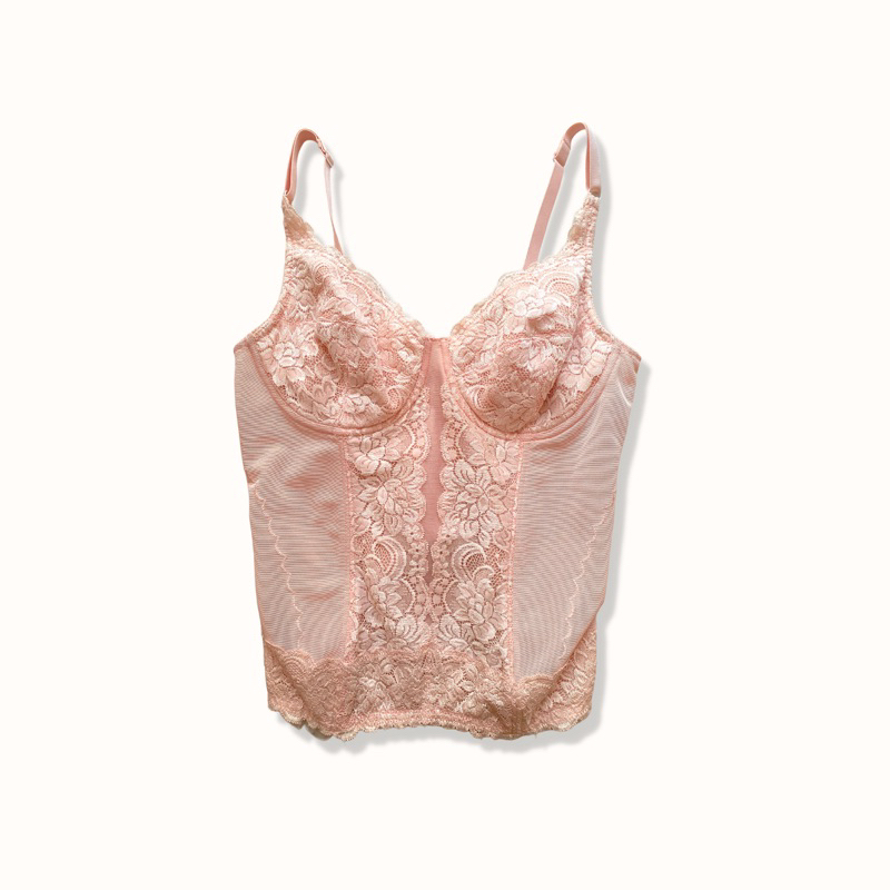 vintage soft pink brocade corset top