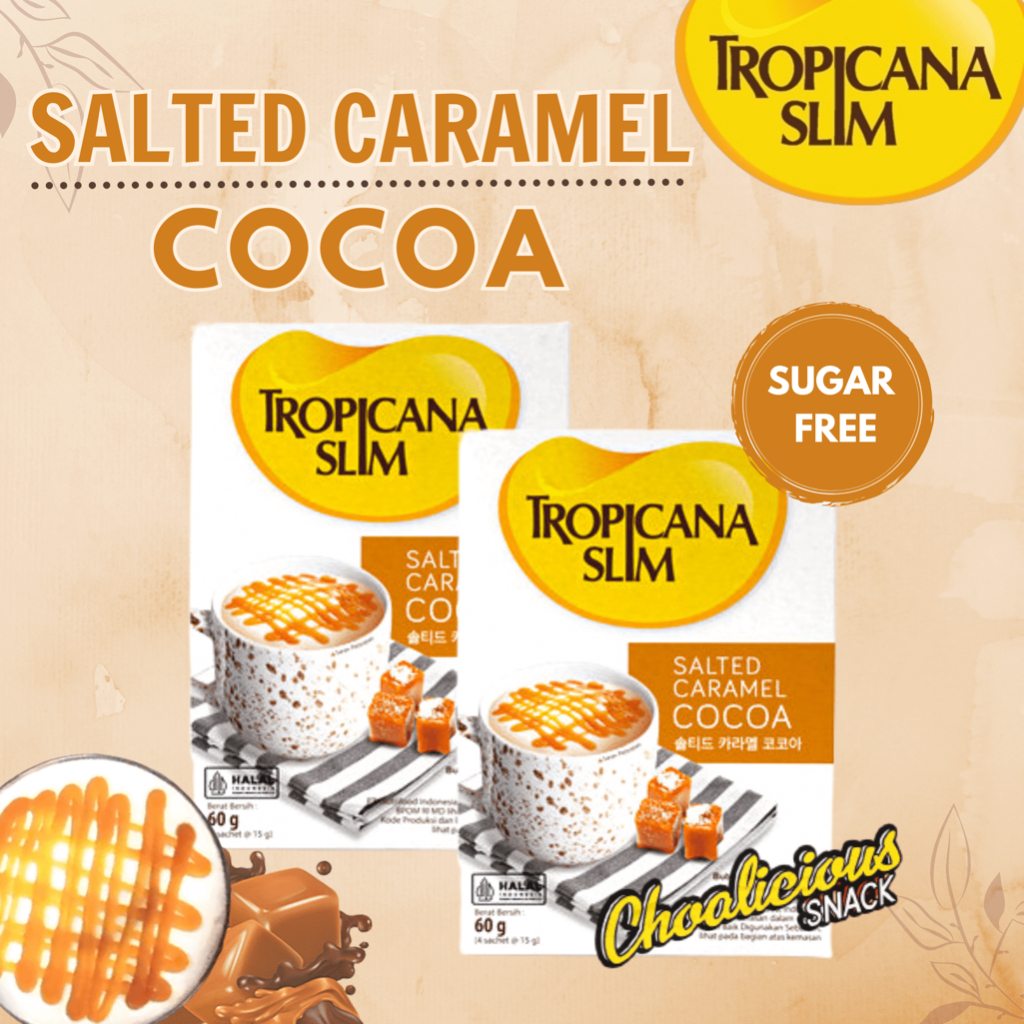 

TROPICANA SLIM Salted Caramel Cocoa Sachet Ecer Minuman Cokelat Rasa Salted Caramel Bubuk @15 gram