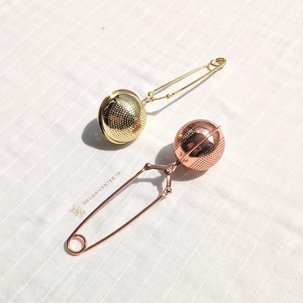 Saringan Teh Premium Tea Strainer Infuser Stainless Steel Estetik With Handle Rose Gold Clip Rempah Filter Bola Bulat Reuseable Eco Friendly Black Silver