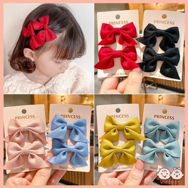 Jepit Rambut 2 Pcs Pasangan Anak Perempuan Jepit Model Pita Princess Korea