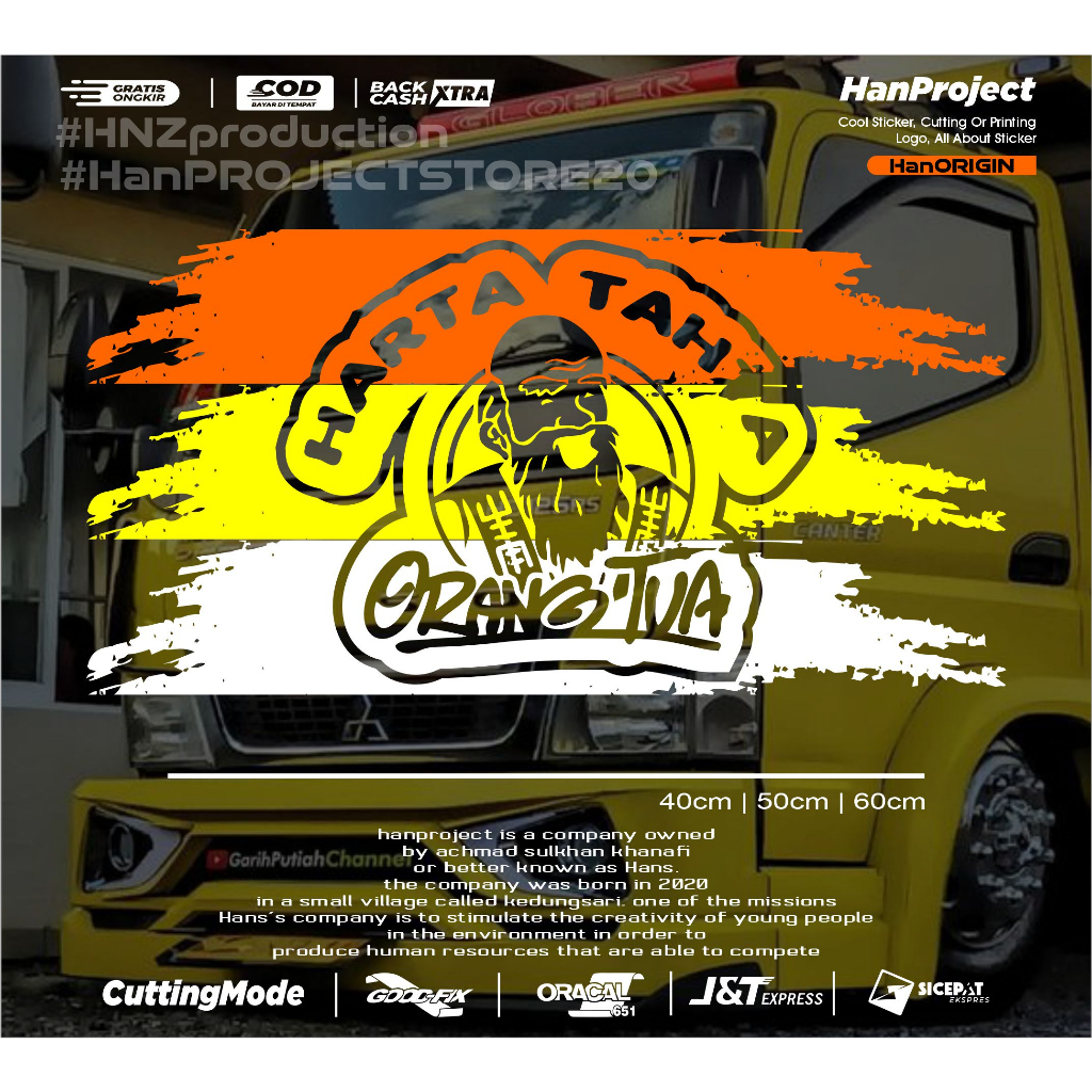 STICKER CUTTING LOGO HARTA TAHTA ORANG TUA TERBARU COCOK UNTUK KACA DAN BODY MOBIL ORIGINAL PRODUCT 