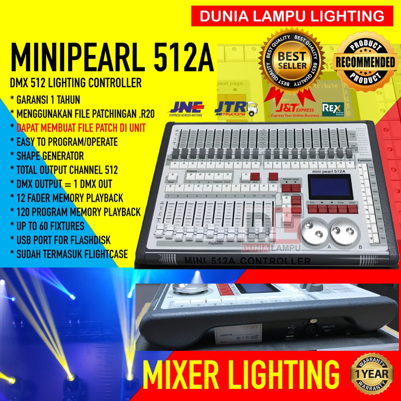MURAH Mixer lighting panggung minipearl 512A Mini Pearl 512A mixer dmx 512 controller lampu panggung
