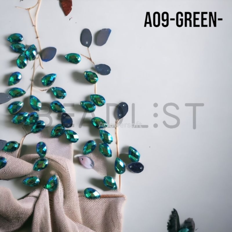 BATU KRISTAL JAHIT 8x13 AB / MODEL TETES /PELANGI /100pcs