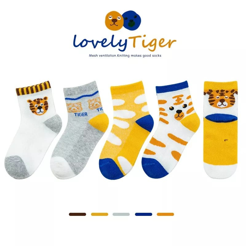 Kaos Kaki Anak Sekolah TK SD Motif Cowok Singa Tiger Fashion Korea Laki Kids Terbaru K9