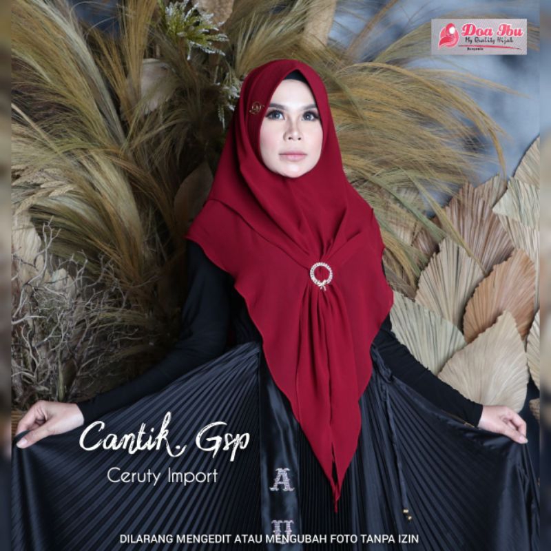 Jilbab doa ibu khimar softped 2 layer belah gesper ceruty babydoll