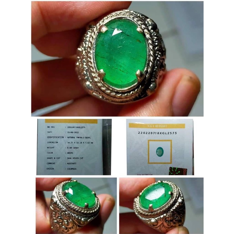Cincin natural emerald beryl columbia