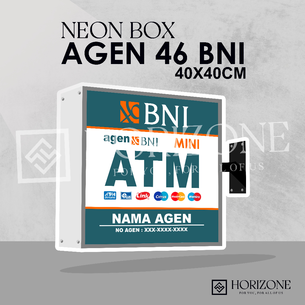 NEON BOX AGEN 46 BNI 40X40 CM KOTAK AKRILIK