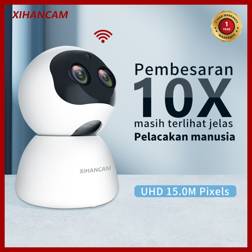 XIHANCAM Smart CCTV Zoom FHD 5MP Dual Lens Ip Camera CCTV Wifi Jarak Jauh Lewat Hp Kamera Cctv Indoor Wifi Wireless Panoramic Smart Net Camera CCTV Murah