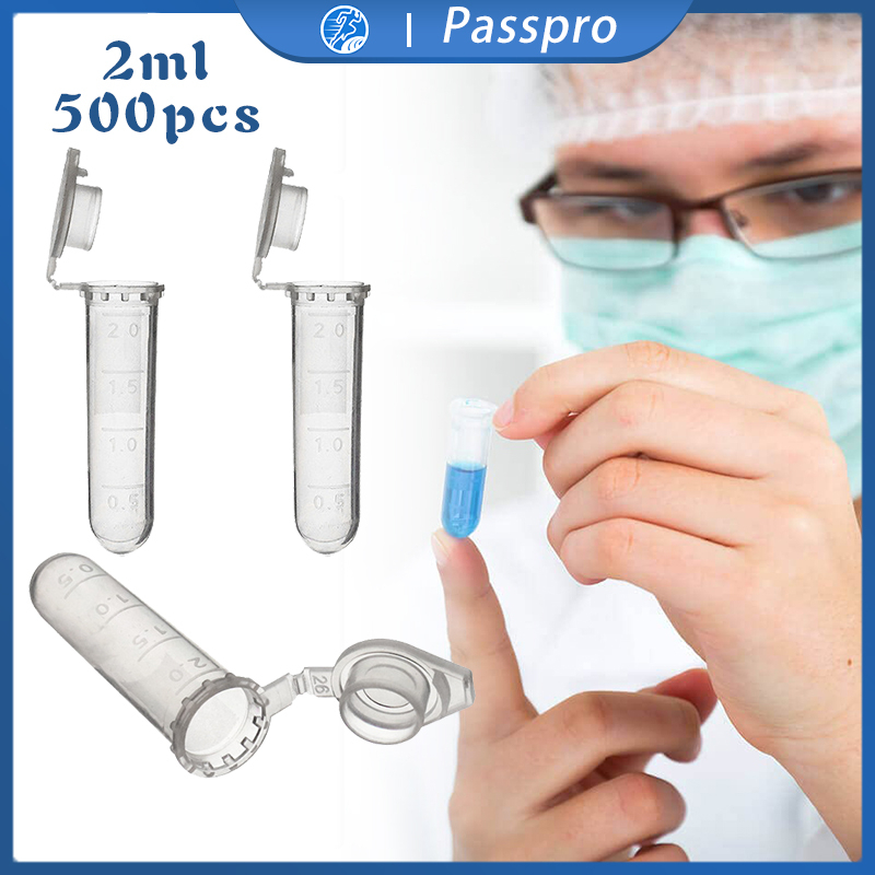 500pcs Cup Sumple Centrifuge PCR Microsentrifuge Tube Eppendorf 2ml