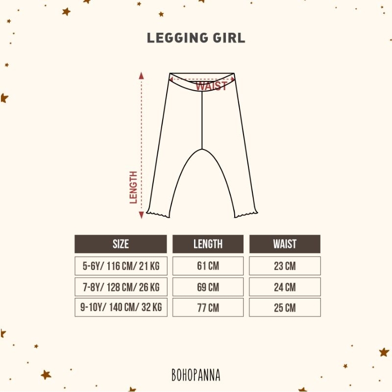 Bohopanna Boho Panna Legging Girl / Celana Legging Anak Perempuan 0-10Y