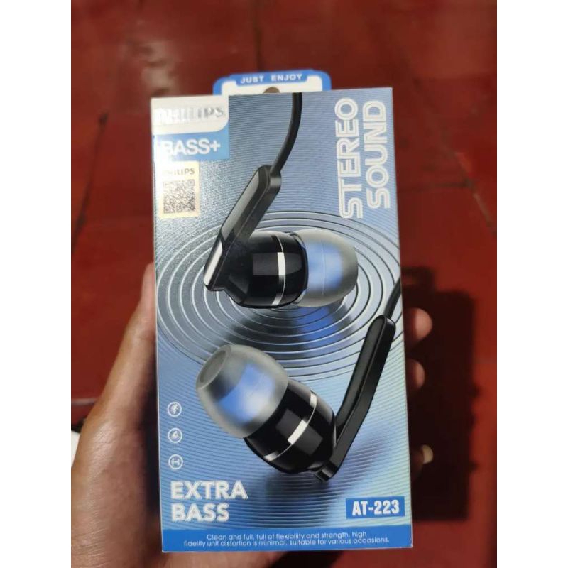 Earphone philips bass+ Headset bass Henset bass Henset philips at-223