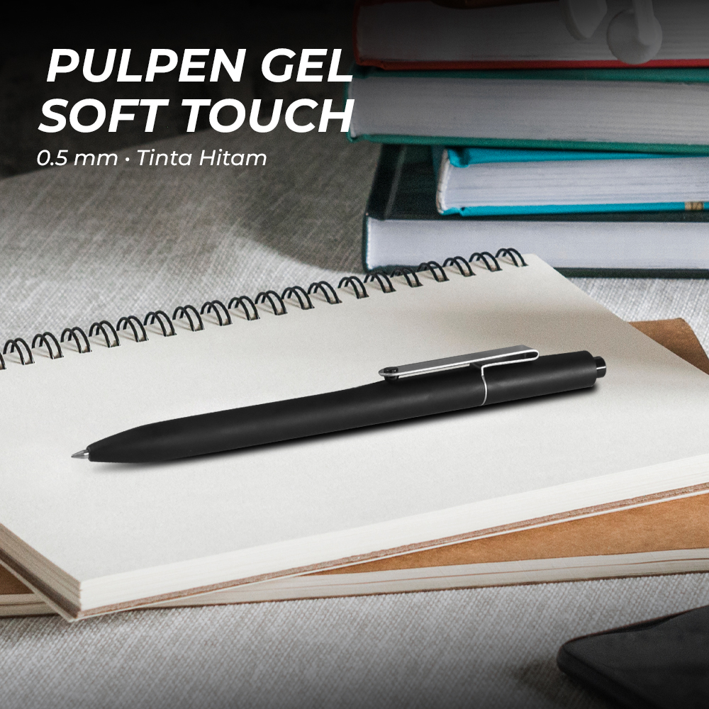 KACO MIDOT Pena Pulpen Gel 0.5mm Soft Touch Metal Clip Tinta Hitam - KCM4 - Black