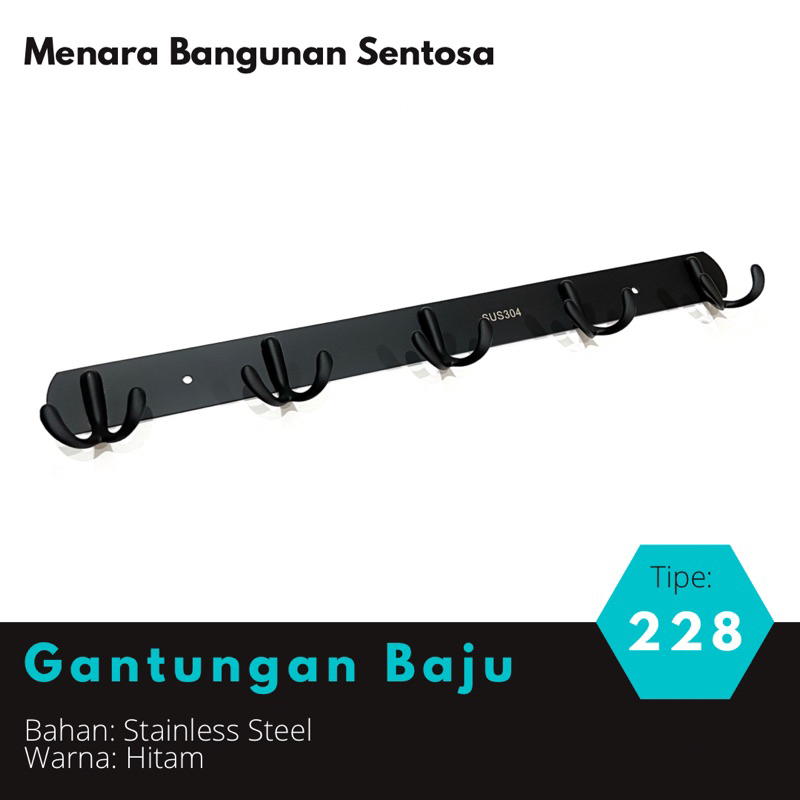 Gantungan Baju Stainless 228 Tebal - Kapstok Handuk Kamar Mandi