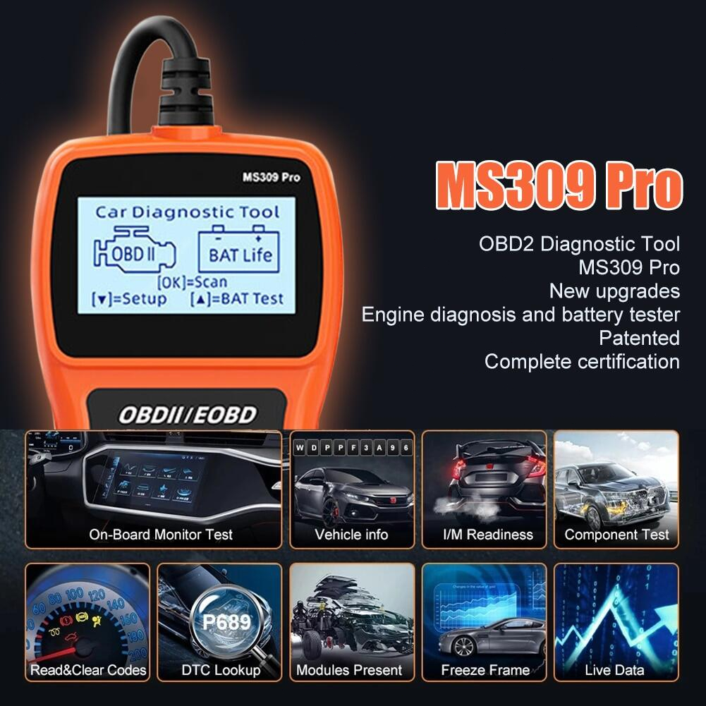 OBD2 Scanner Alat Diagnostik OBD Detektor Baterai Dengan Layar LCD Pembaca Kode Kerusakan Mesin Multi-bahasa Untuk Kendaraan Bermotor Mobil