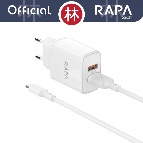 RAPAtech CH4095 POWER LITE I Dual Port 2.4A Charger + A to Micro Cable
