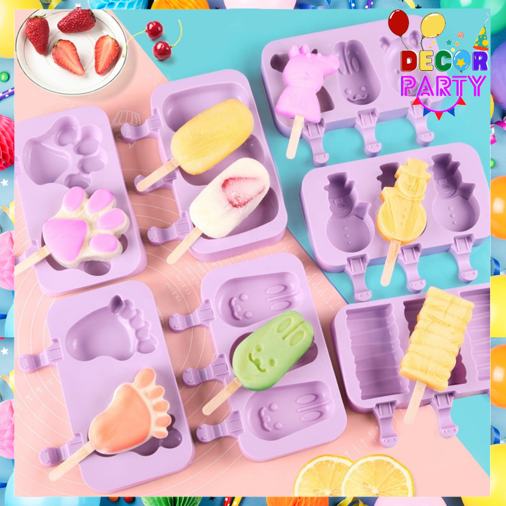 DP Cetakan Es Krim Karakter Lucu Cetakan Ice Cream Silicon Popsicle Coklat Kue Cetakan Agar-agar Jel