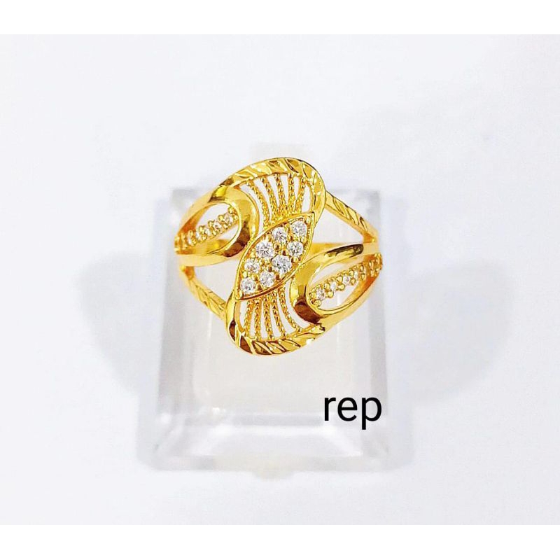 Cincin replika mas 24k setengah rantai +love (london) dan cinci lapis kristal import mas palsu rasa asli