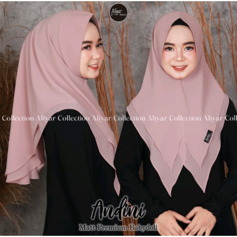 KHIMAR ANDINI HIJAB MINI//JILBAB PET ANTEM//KERUDUNG MINI 2LAYER//ALIYAR BY AWLIYA ORIGINAL//AWLIYA 