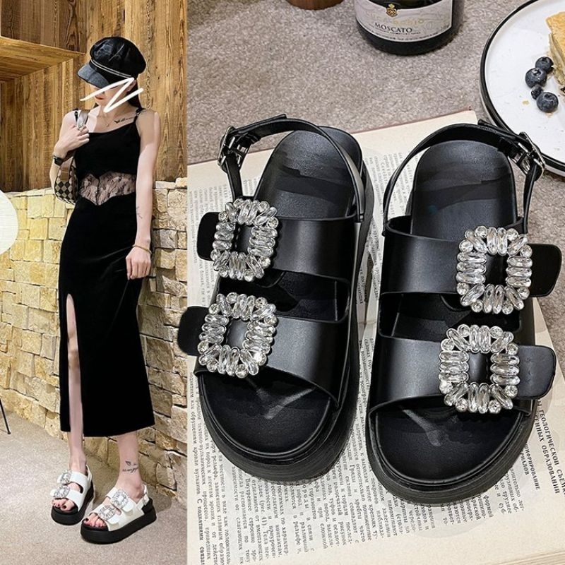 NC57 - Sandal Wedges Tali Korea Style Premium Import Fashion Wanita