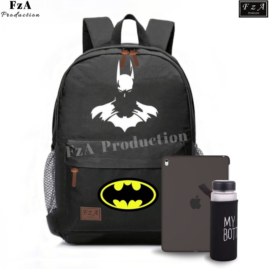 FzA Official -Tas Ransel anak laki laki - Tas Ransel Anak Sekolah - Tas Ransel Sekolah anak laki-laki anak perempuan Backpack Sekolah Anak [ High Quality ] - Batman Kids FREEE Jam Tangan Sport