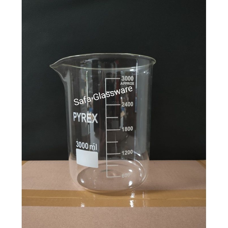 Beaker Glass 3000ml / Gelas Kimia 3000ml Pyrex/Gelas Beaker /Gelas Piala