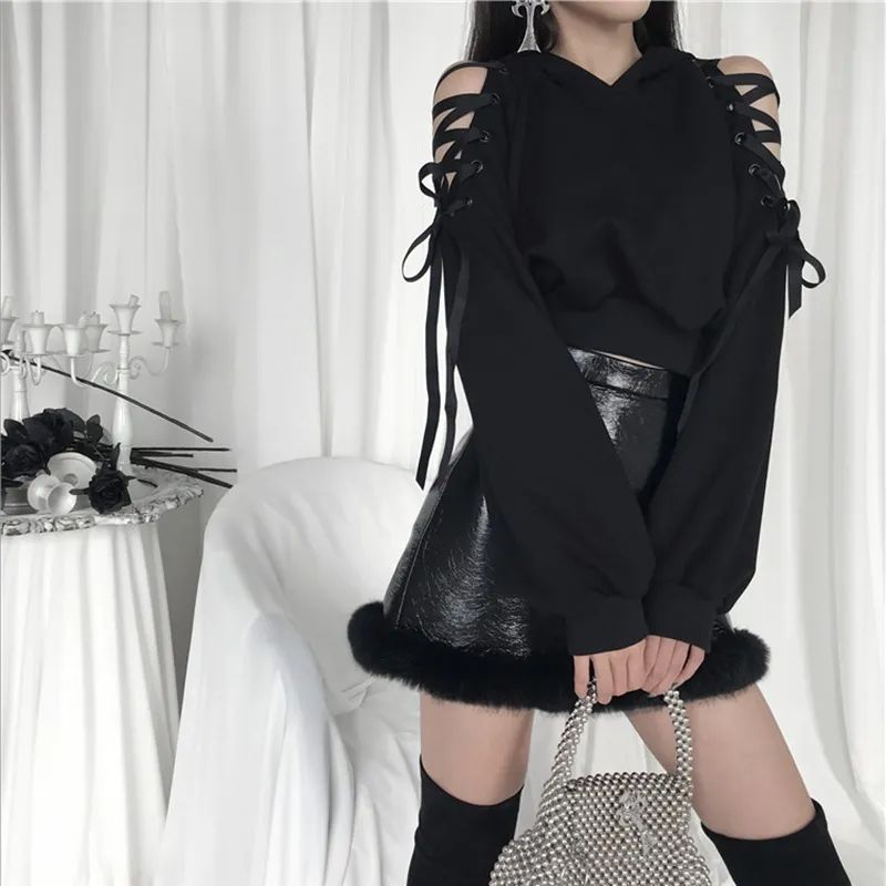 [Code Acantus] Jaket Harajuku Wanita Gothic Punk Style Hoodie Wanita Telinga Kucing Lucu