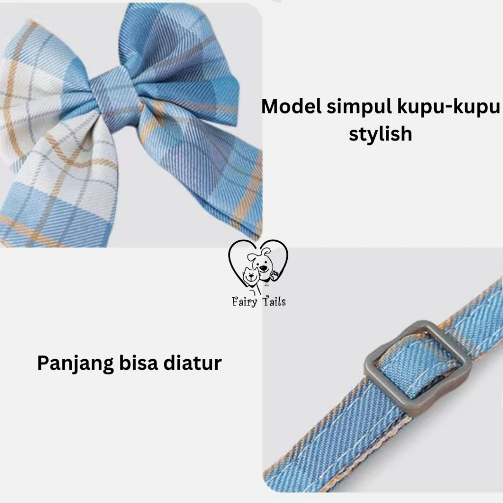 Tali Tuntun Tali Kekang dengan Harness Pita Untuk Anabul Kucing dan Anjing Travel Outdoor | Pet Cat Dog Leash With Ribbon