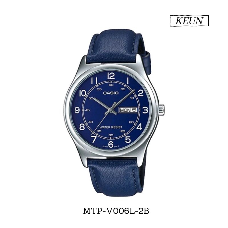 Casio MTP-V006L-2B // jam tangan pria - casio original - jam tangan leather //