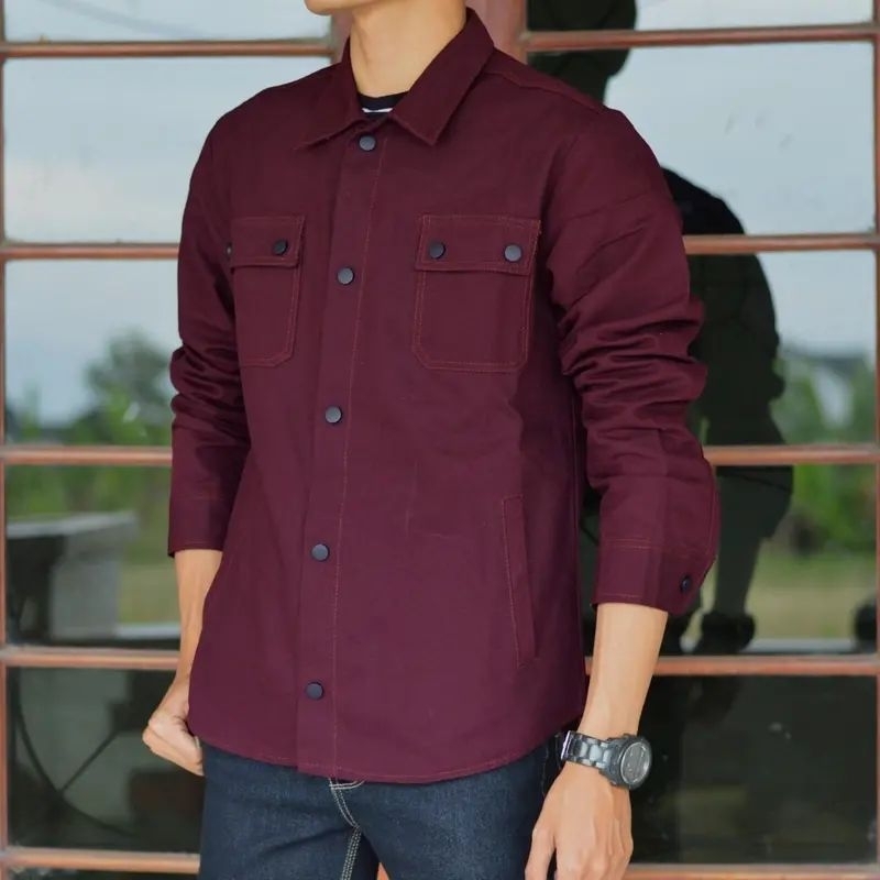Jaket Pria Semi Parka Kanvas Trucker Jacket Wolv Korean style