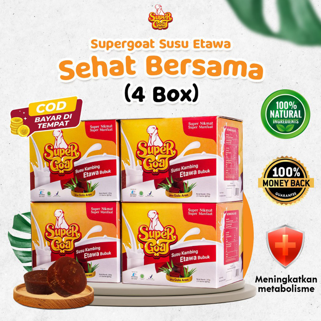 

{HEMAT ONGKIR} SUPER GOAT SUSU KAMBING ETAWA GULA AREN 4 KOTAK