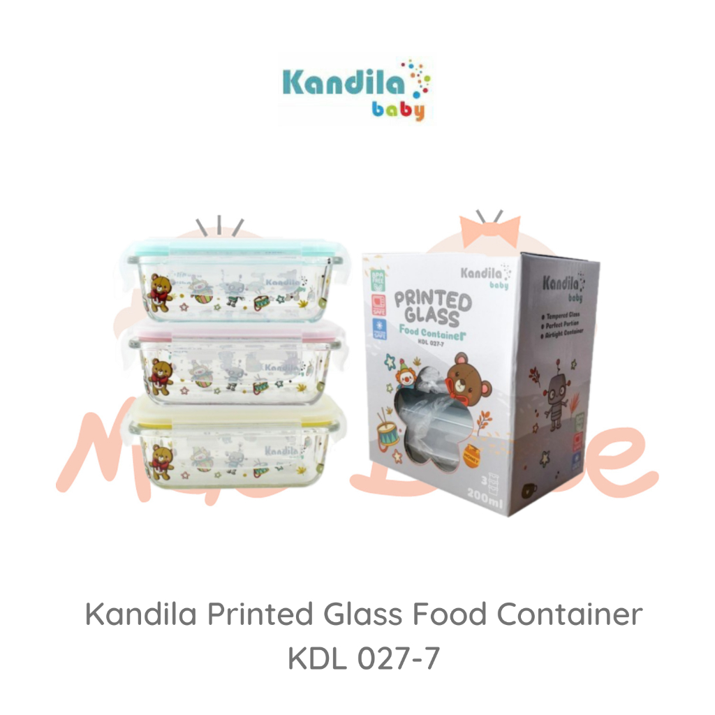Kandila Printed Glass Food Container KDL 027-7 Wadah Makanan Isi 3pcs 200ml