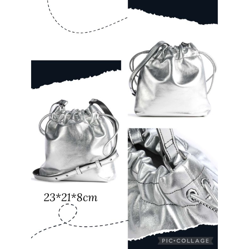 Tas Selempang Wanita Fossil Gigi Drawstring Silver