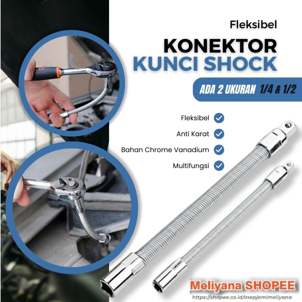 ORIGINAL Adaptor Kepala Kunci Pas Shock Ratchet Flexible Elastis