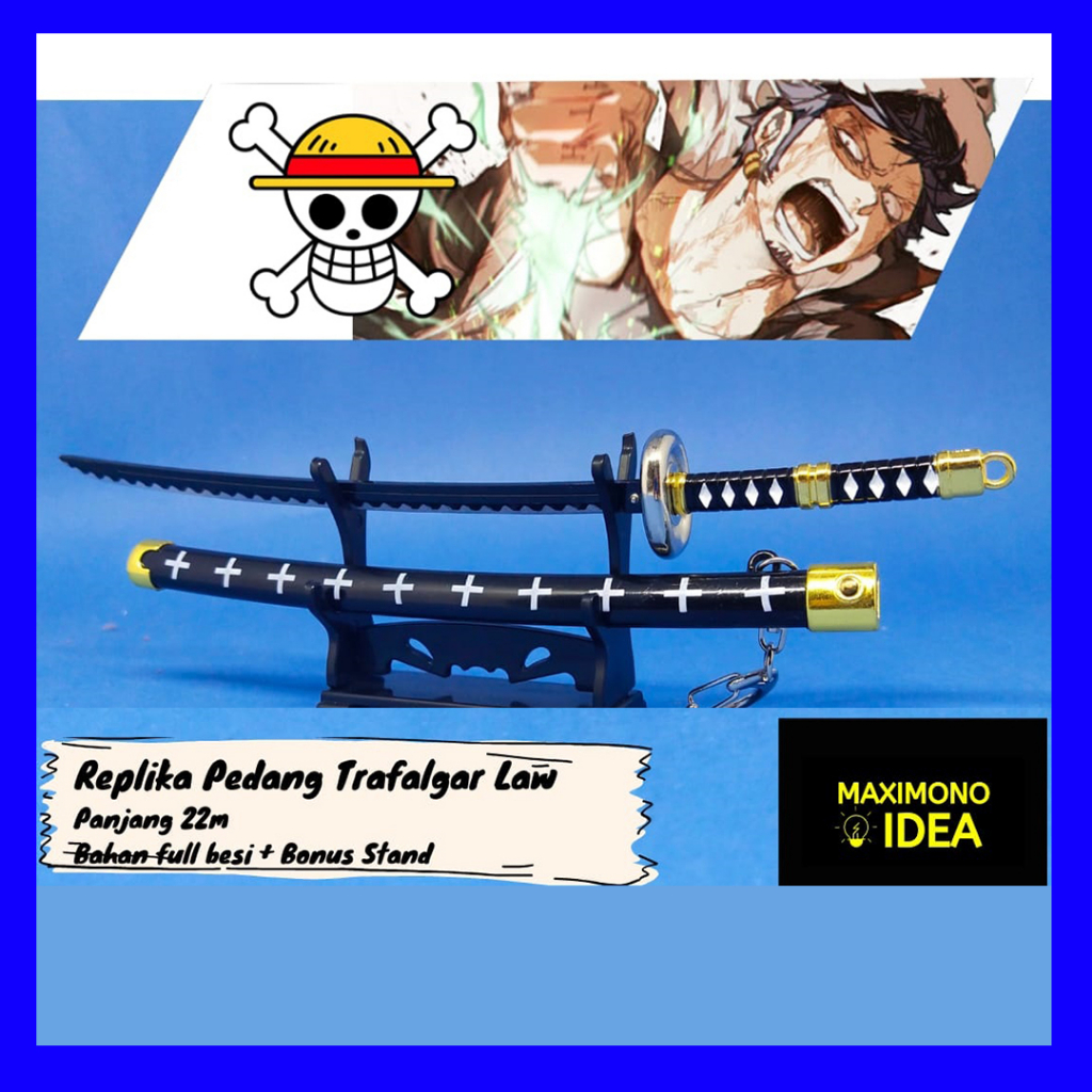 Gantungan Kunci Action Figure Pedang Katana Anime Trafalgar Law Kikoku One Piece