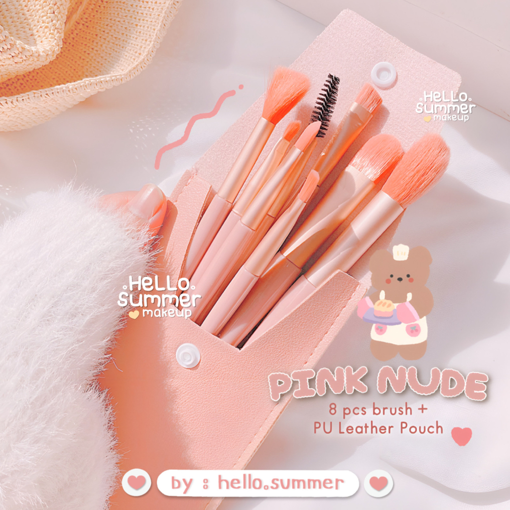 Pastel Kuas Make Up Brush Makeup Set Rias Brush 8pcs &amp; FREE POUCH Lembut High Quality