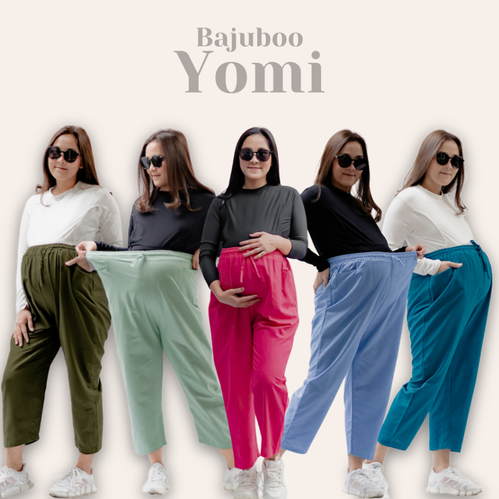 Bajuboo Yomi - Baggy Pants Linen Rami Premium Full Karet Bumil Friendly (HANYA CELANA)